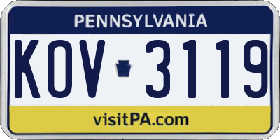 PA license plate KOV3119