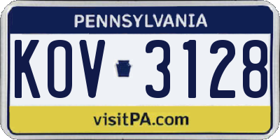 PA license plate KOV3128