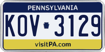 PA license plate KOV3129
