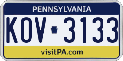 PA license plate KOV3133