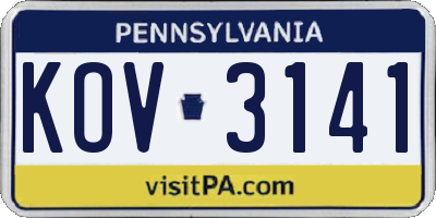 PA license plate KOV3141