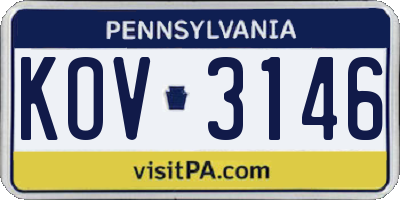 PA license plate KOV3146
