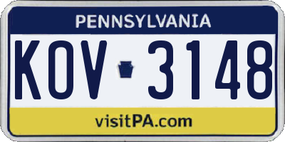 PA license plate KOV3148