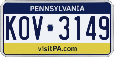 PA license plate KOV3149