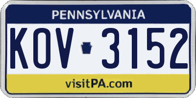 PA license plate KOV3152