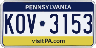 PA license plate KOV3153