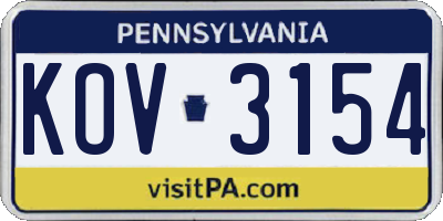 PA license plate KOV3154