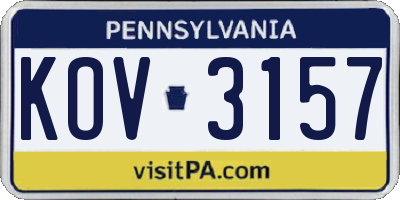 PA license plate KOV3157