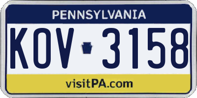 PA license plate KOV3158