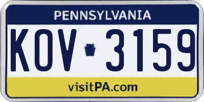 PA license plate KOV3159