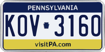 PA license plate KOV3160