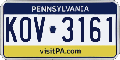PA license plate KOV3161