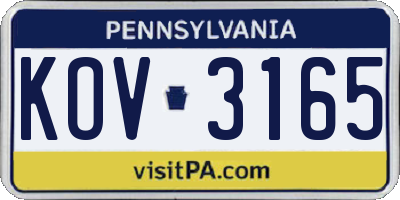 PA license plate KOV3165