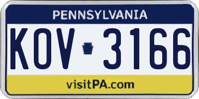 PA license plate KOV3166
