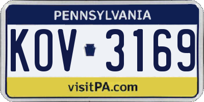 PA license plate KOV3169