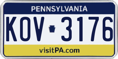 PA license plate KOV3176