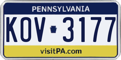 PA license plate KOV3177
