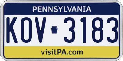 PA license plate KOV3183