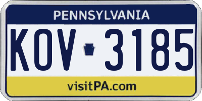 PA license plate KOV3185