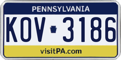 PA license plate KOV3186