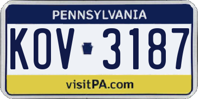 PA license plate KOV3187