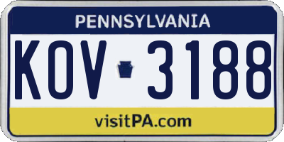 PA license plate KOV3188