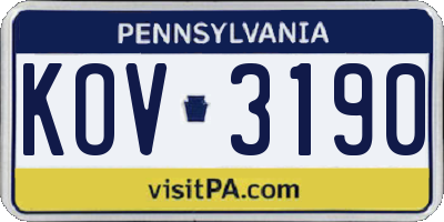 PA license plate KOV3190