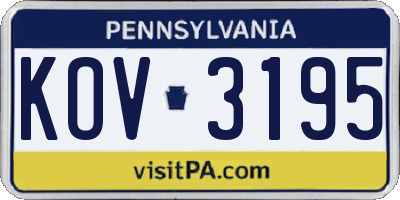 PA license plate KOV3195
