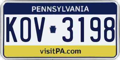 PA license plate KOV3198