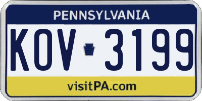 PA license plate KOV3199