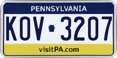 PA license plate KOV3207