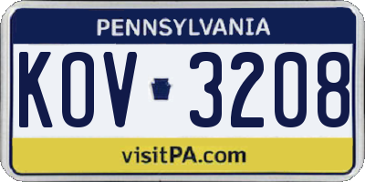 PA license plate KOV3208