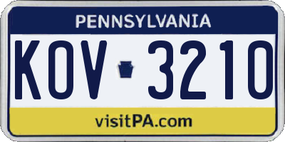 PA license plate KOV3210