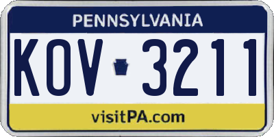PA license plate KOV3211