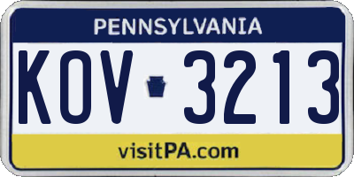 PA license plate KOV3213