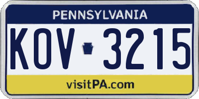 PA license plate KOV3215