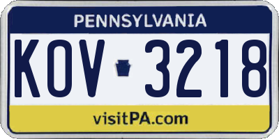 PA license plate KOV3218