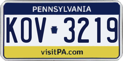 PA license plate KOV3219