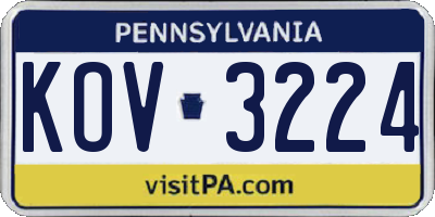 PA license plate KOV3224