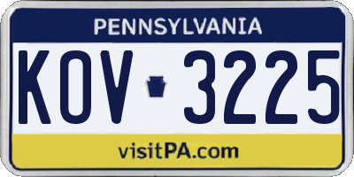 PA license plate KOV3225
