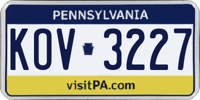 PA license plate KOV3227