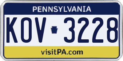 PA license plate KOV3228