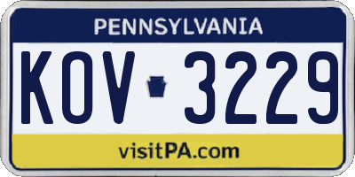 PA license plate KOV3229