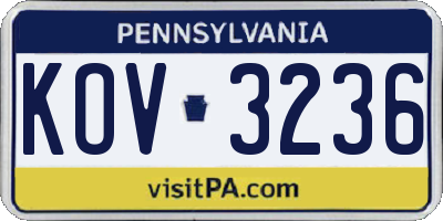 PA license plate KOV3236