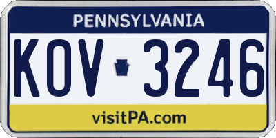 PA license plate KOV3246