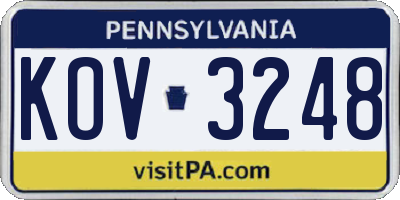 PA license plate KOV3248