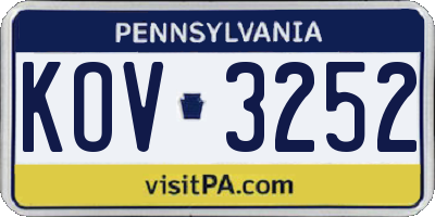 PA license plate KOV3252