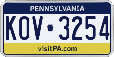 PA license plate KOV3254