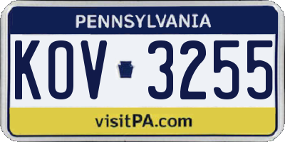 PA license plate KOV3255