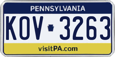 PA license plate KOV3263